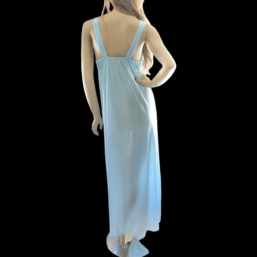 Vtg 70s Sky Blue Gown Empire Waist M Ethereal Archival Romantic Dreamy Aesthetic - Picture 7 of 8